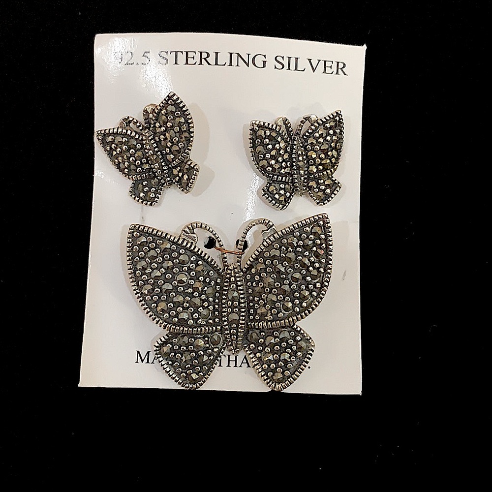 92.5 Sterling Silver butterfly set
